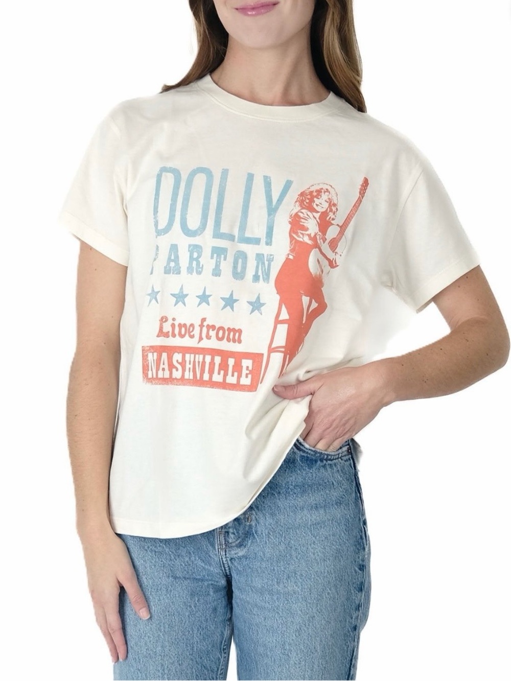 Women’s Dolly Parton Live From Nashville Officially Licensed Cream Graphic Tee
